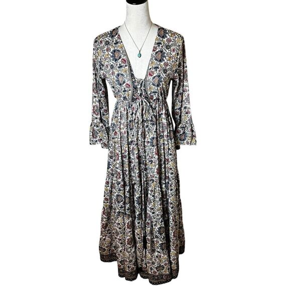 Chaudry Dresses & Skirts - Chaudry Boho Floral Maxi Dress M | Cottagecore Fairycore Peasant Renaissance